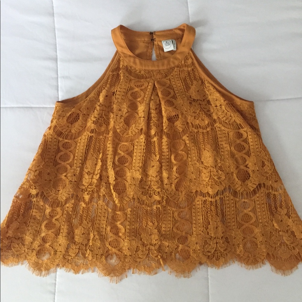 MUSTARD YELLOW LACE TANK